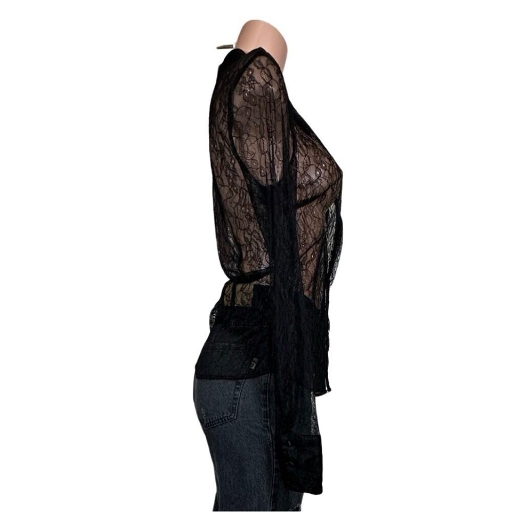 LAQUAN SMITH Lace Button Down Shirt SZ L $495 - Picture 11 of 16
